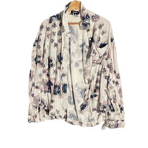 DKNY Women's Floral Button Down Relaxed Shirt